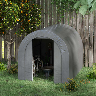 Tente de rangement de jardin Outsunny 6 pi x 8 pi, remise extérieure robuste, abri de rangement portatif imperméable avec cadre en métal galvanisé pour vélo, moto, outils de jardin