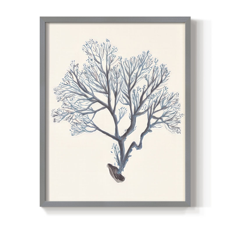 Reproduction encadrée Indigo Reef III - bois massif, H 30 po x l 24 po, Gris