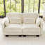 Canapé modulaire capitonné à deux places, chenille beige, dossier réglable