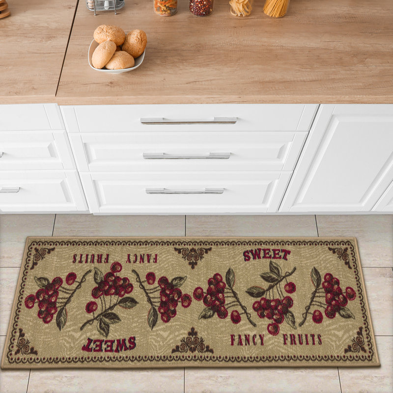 Siesta Non-Slip Rubberback Fruits Kitchen Runner Rug