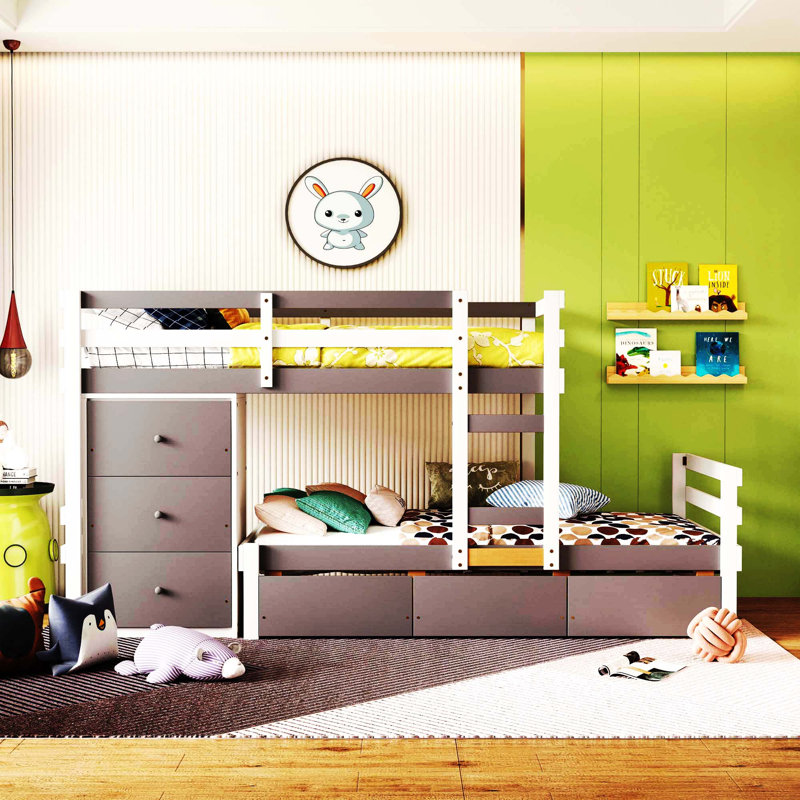 Lit plateforme simple en bois massif avec rangement Fleetwood, gris