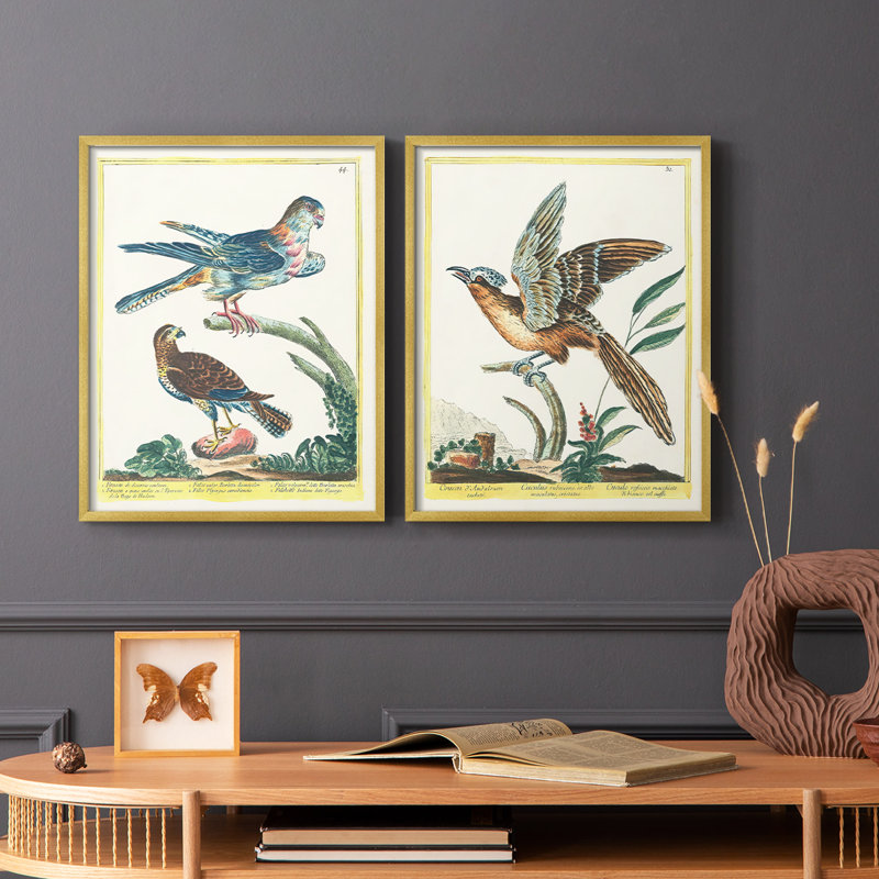 Pastel Birds III - reproduction encadrée de qualité supérieure - prête à être accrochée - aucun clou requis - aucun clou requis