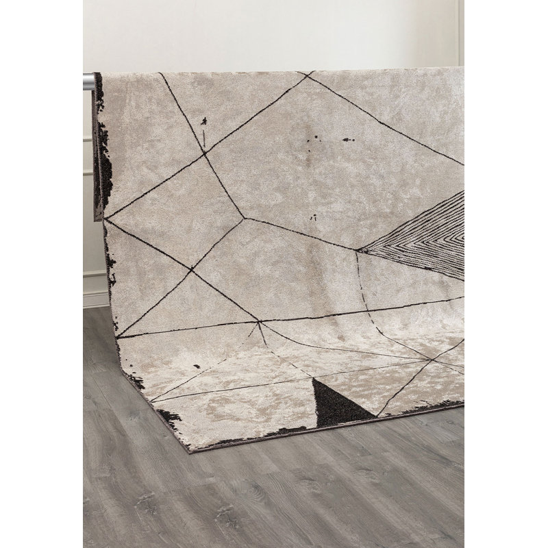 Anae Abstract Hand Loom Indoor / Outdoor Area Rug, Rectangle 6'6" x 9'10"