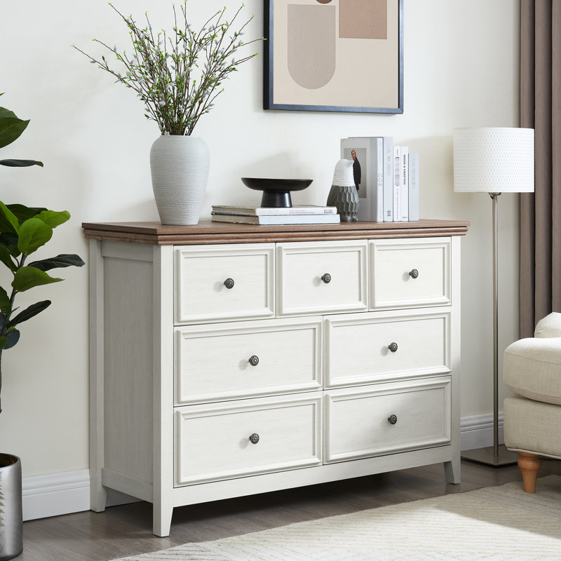 Unité de rangement 7 tiroirs - Commode beige avec construction et assemblage facile 7 commodes pour organiser votre salon efficacement