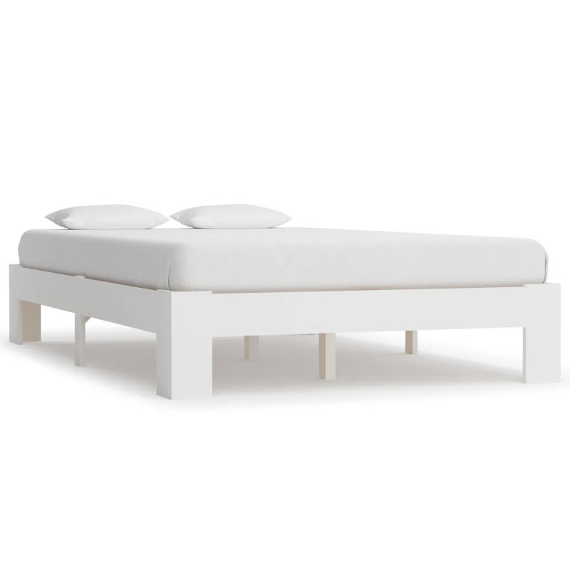 Abarne Solid Wood Bed, European Kingsize (160 x 200 cm), White