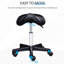 Tabouret à roulettes noir, hauteur réglable, similicuir ergonomique pour une performance efficace en spa, salon, massage, fauteuil de bureau pivotant en cuir