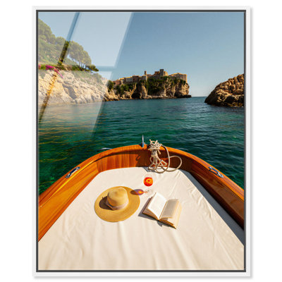 «Italian Coast III», reproduction d'art acrylique encadrée par Notoriart, cadre blanc, H 25 po x l 21 po