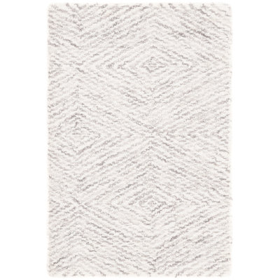 Suhayl Hand Tufted Wool/Cotton Geometric Rug in Ivory/Gray