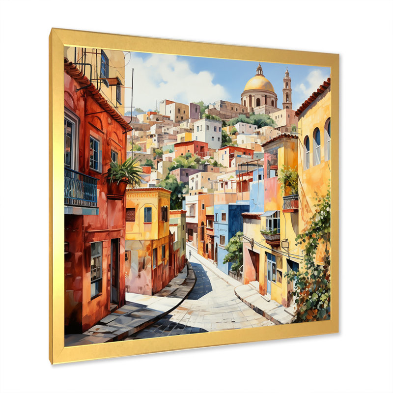 Fauvisme coloré du Mexique coloré - impression, H 24 po x l 24 po x P 1 po, Cadre doré simple