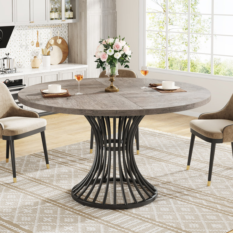 Ashiyah Round Dining Table, Black, Grey