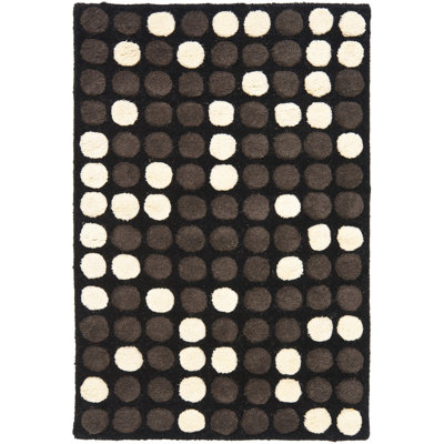 Tapis noir / blanc touffeté à la main Amier
