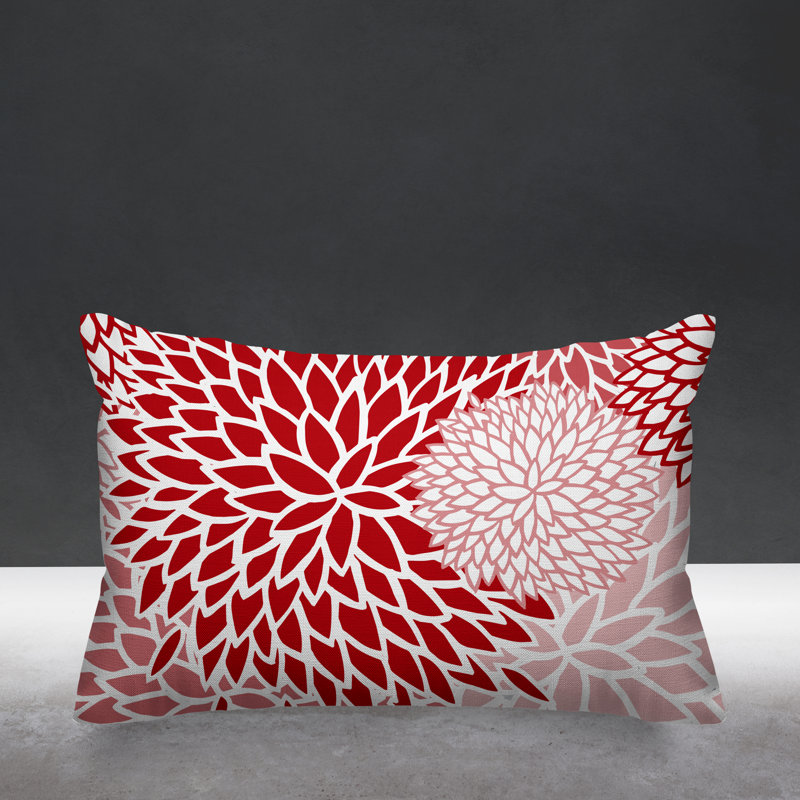 Arlo Floral Burst Indoor/Outdoor Throw Pillow, Red