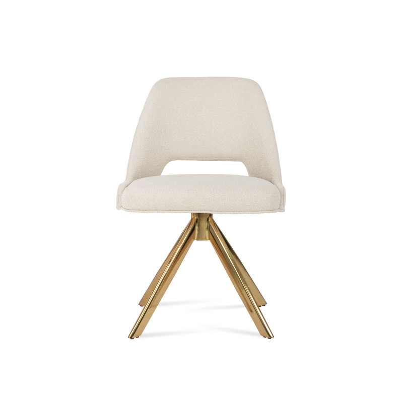 Chaise d'appoint pivotante Marash Sword, Blanc cassé, Or