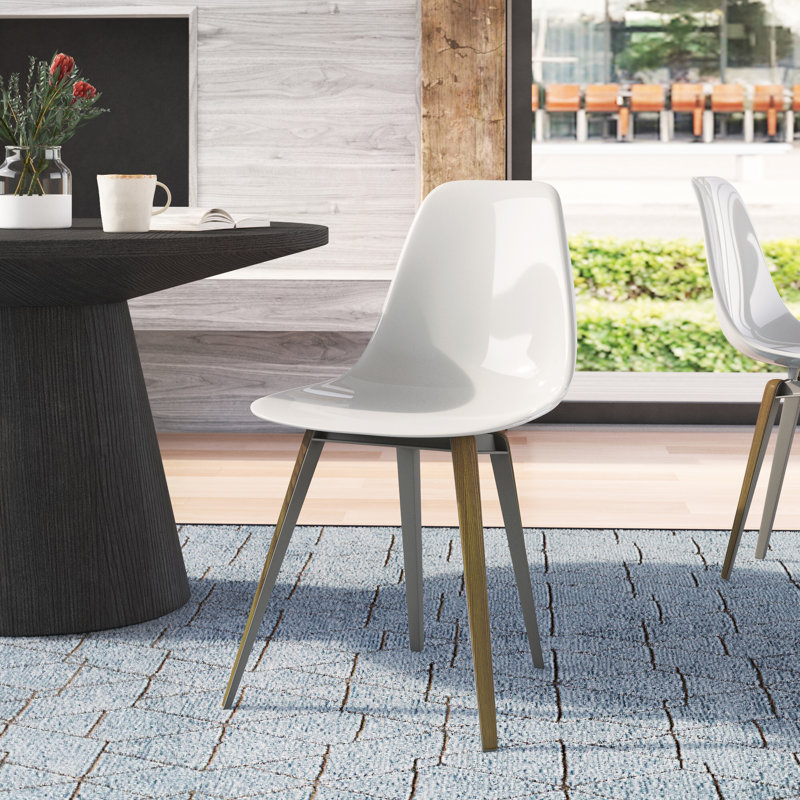 Souders 18'' H Genuine Leather Side Chair, White