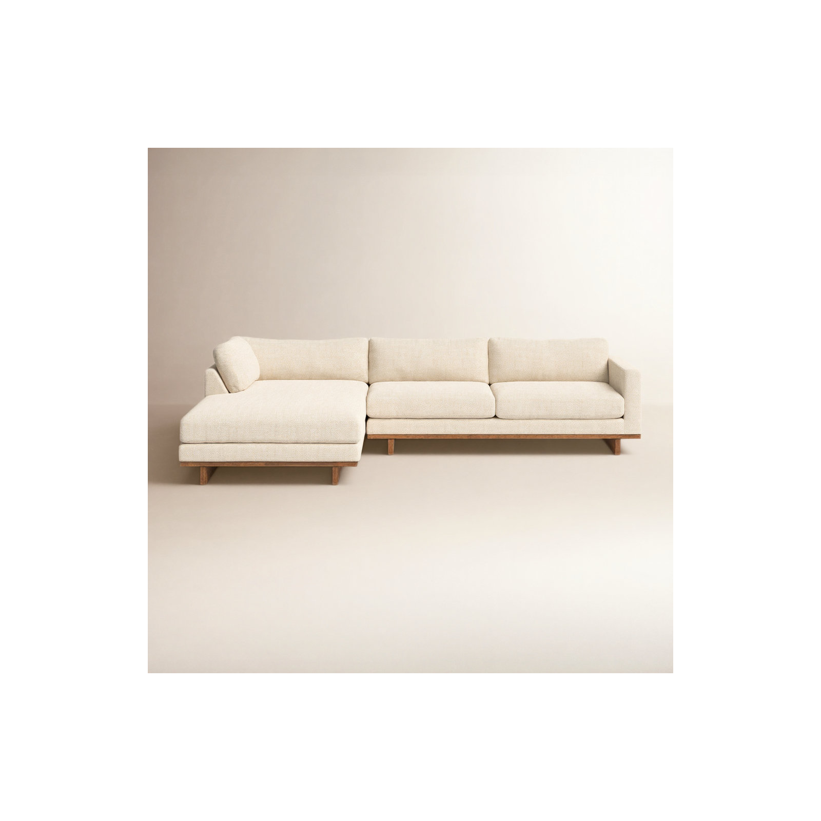 Menades Upholstered Chaise L-Sectional, Left Hand Facing, 32" H x 125" W x 70" D, Irving Taupe Polyester Blend