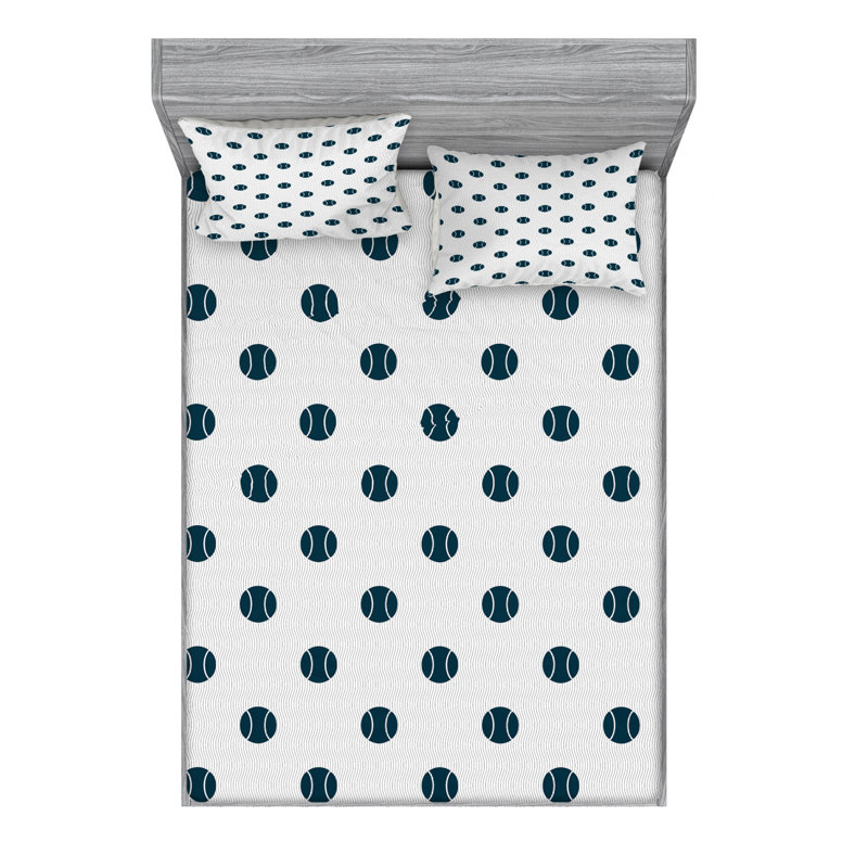 Baseball Microfiber Sheet Set, Full Sheet Set with Fitted Sheet