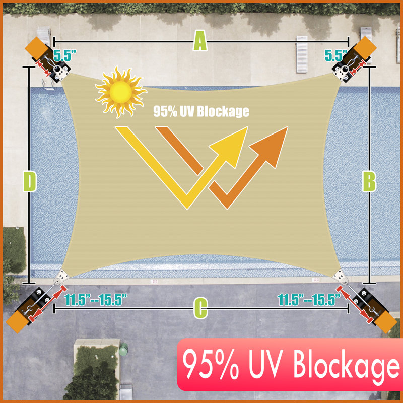 Reinforced Super Ring 8' x 12' Rectangle Shade Sail
