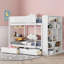 Lit superposé simple au-dessus d'un lit simple en bois massif, rangement intégré avec 2 tiroirs et armoire multicouche, blanc classique