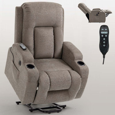 Fauteuil inclinable Power Lift avec mécanisme de mouvement robuste avec massage par vibration à 8 points et chauffage lombaire