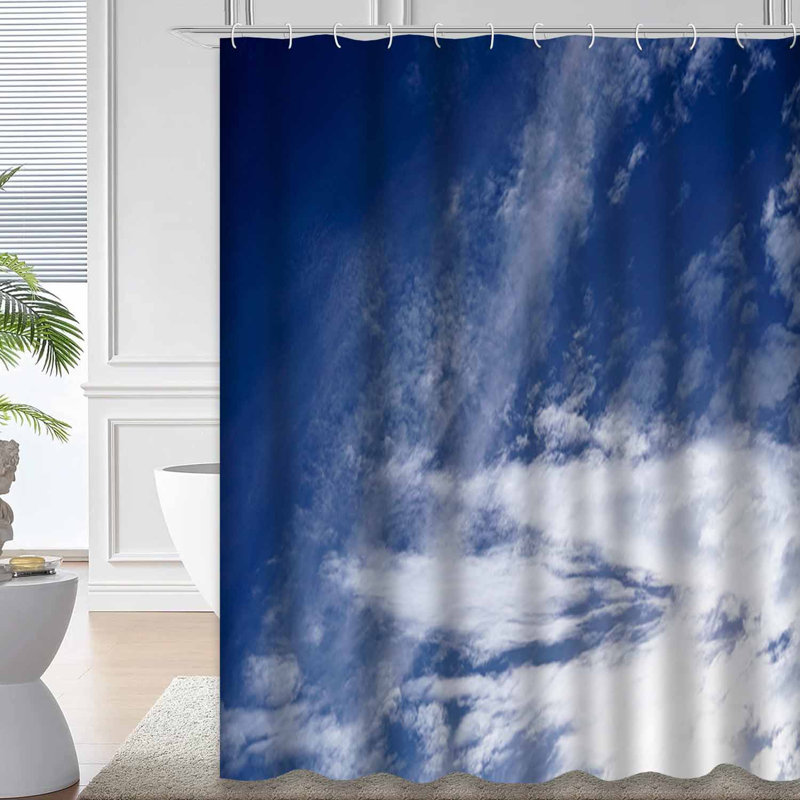 Rideau de douche dramatique bleu ciel avec 12 crochets, L 72 po x l 78 po