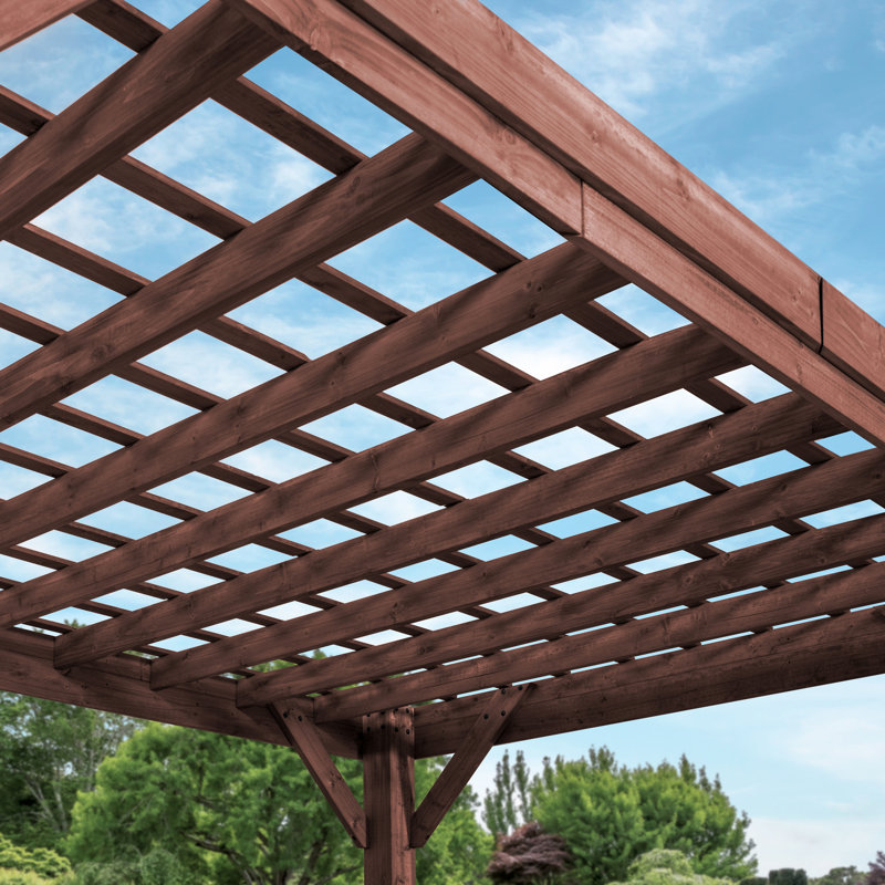 Backyard Discovery Brockton 14' x 10' Modern Cedar Wood Outdoor Patio Pergola Kit with PowerPort