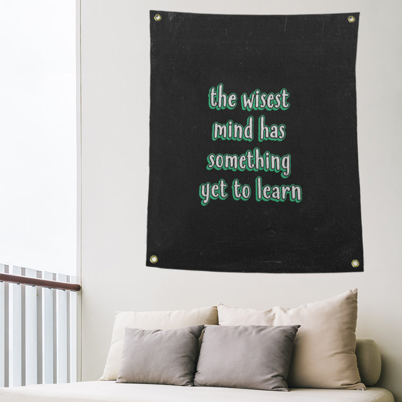 Tapisserie tableau noir en polyester quoted learning, H 80 po x l 59 po, Vert