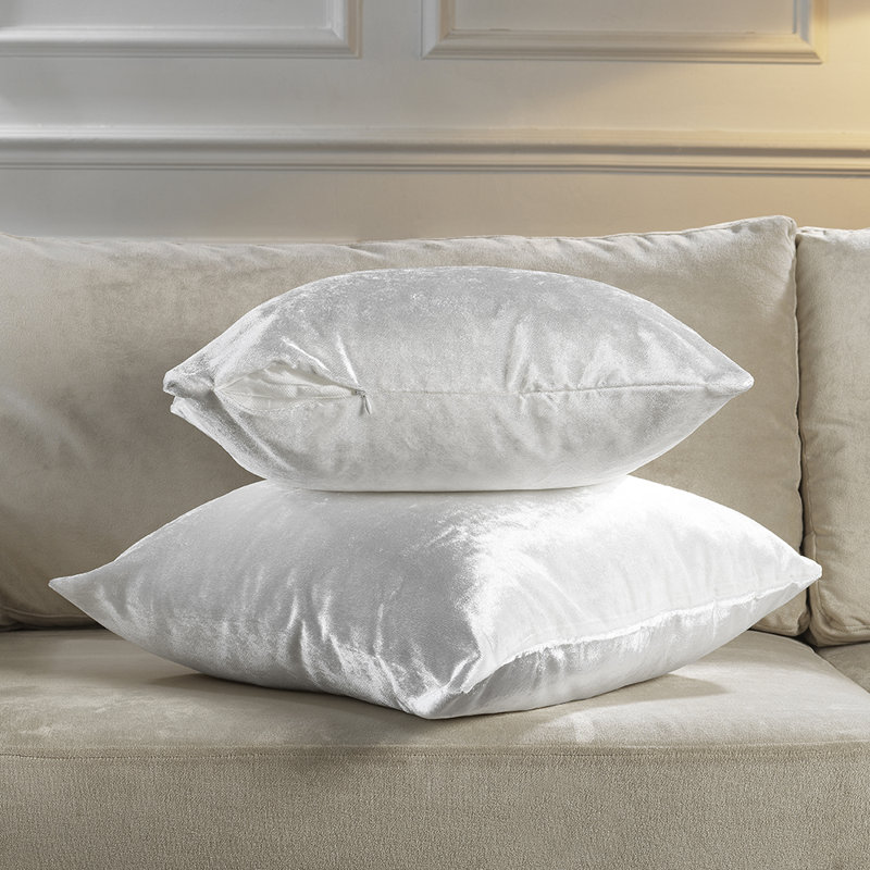 Shiny Velvet Pillow Cover, Square, White, 16"H x 16"W