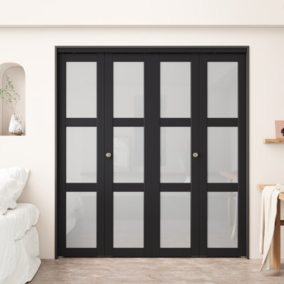 Solid Manufactured Wood 48"W X 77"H Solid Core Shaker Bi-Fold Door With Installation Hardware Kit