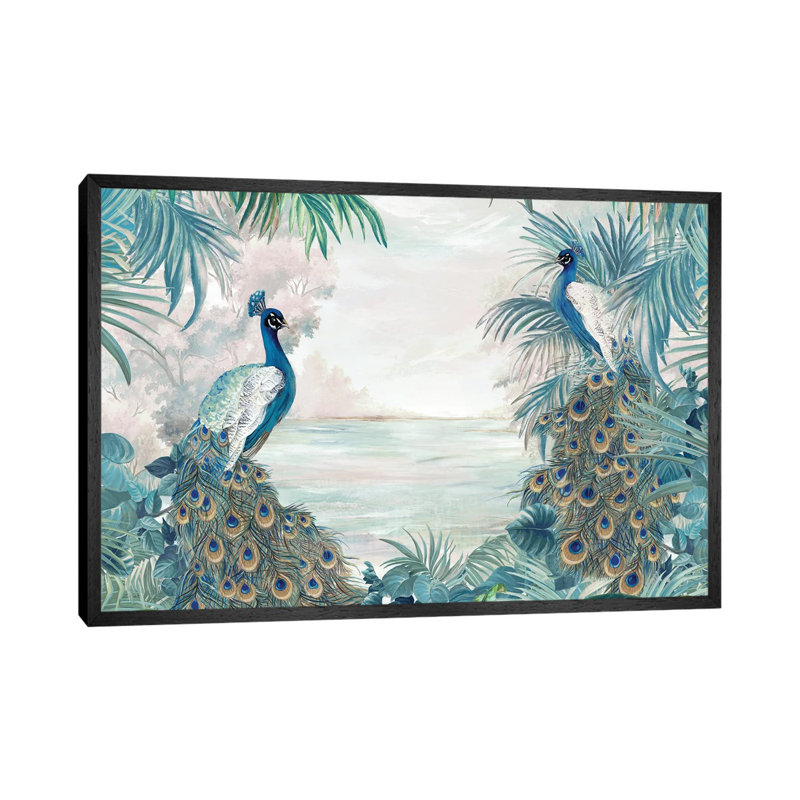 Indian Peafowls - Print on Canvas, Black Framed, 66.04 cm H x 45.72 cm W