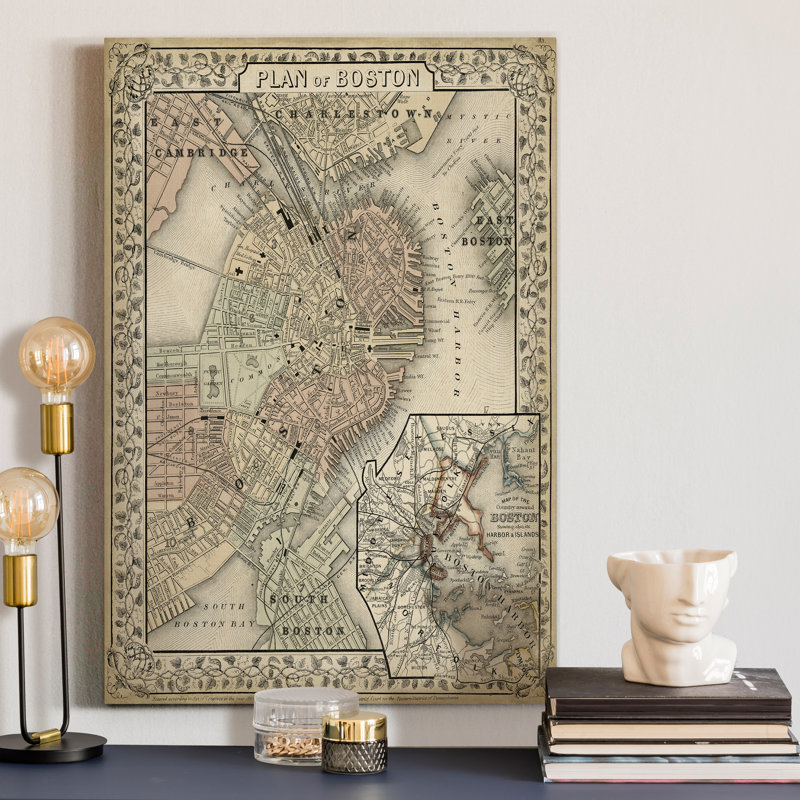 " Plan Of Boston ", 27" H x 18" W x 1" D