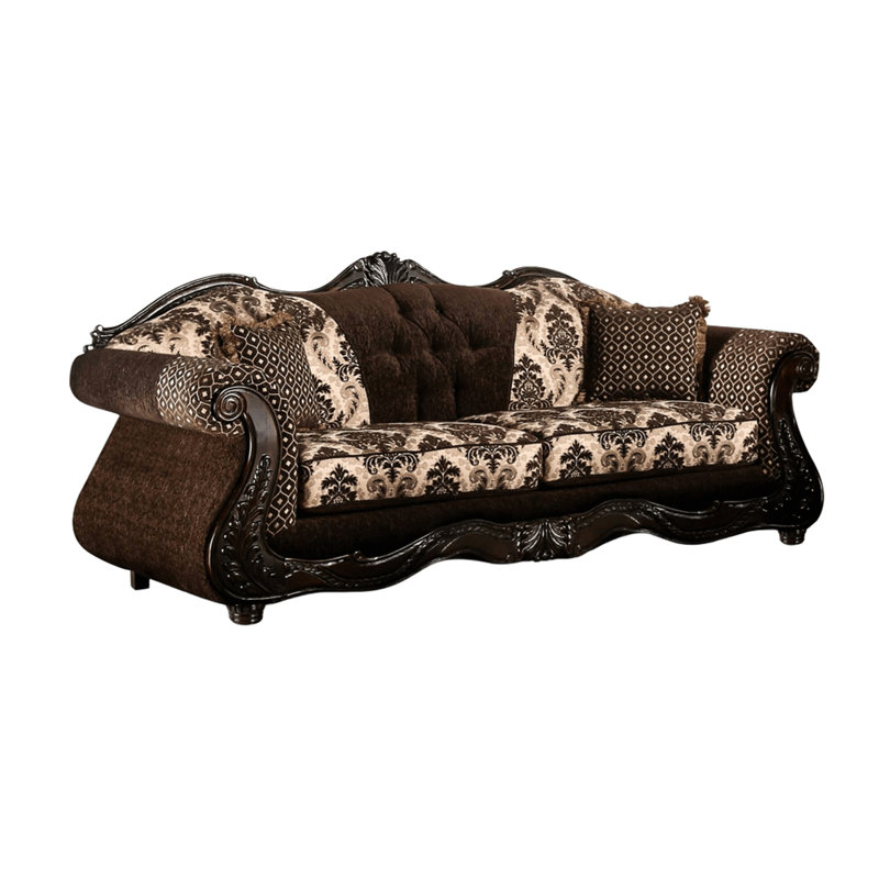 Canapé traditionnel 94,4 po, brun foncé, Marron foncé