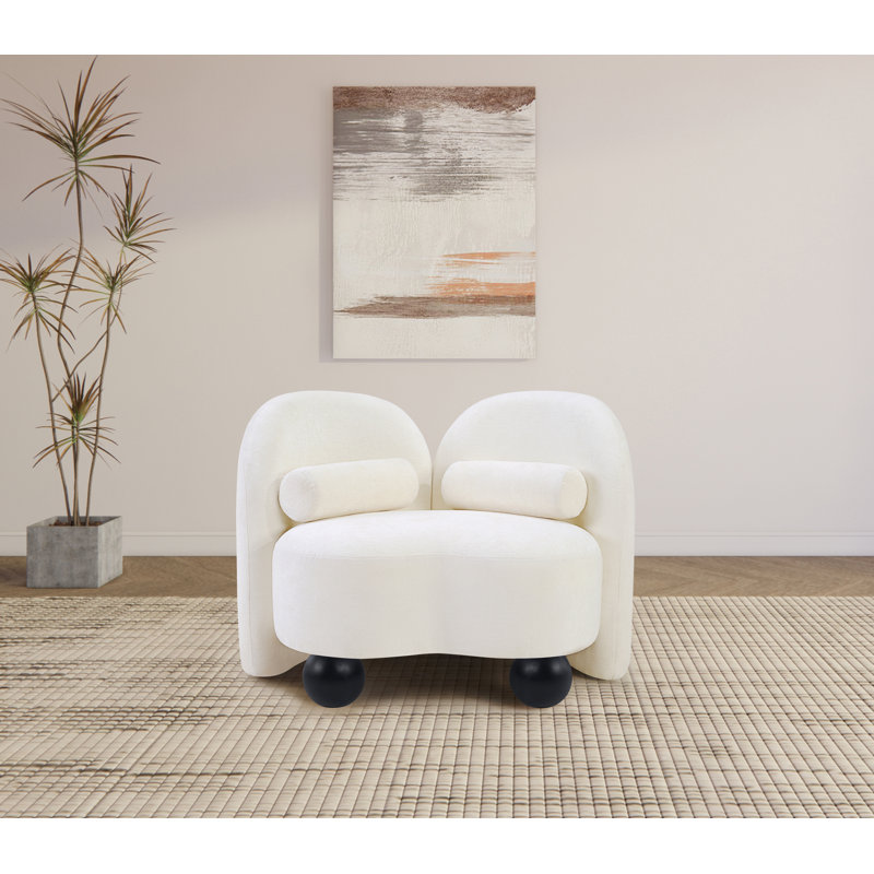Chaise rembourrée Daphne, Tissu chenille crème