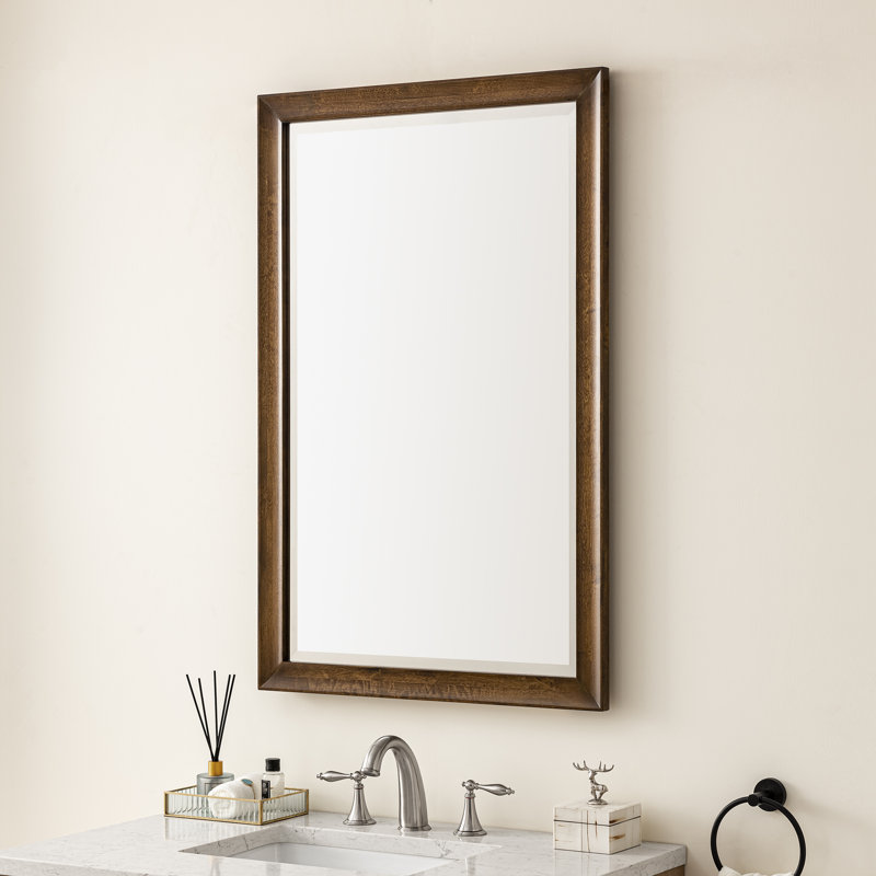 Glenbrooke Solid Wood Wall Mirror, 38" x 26", Light Natural Oak