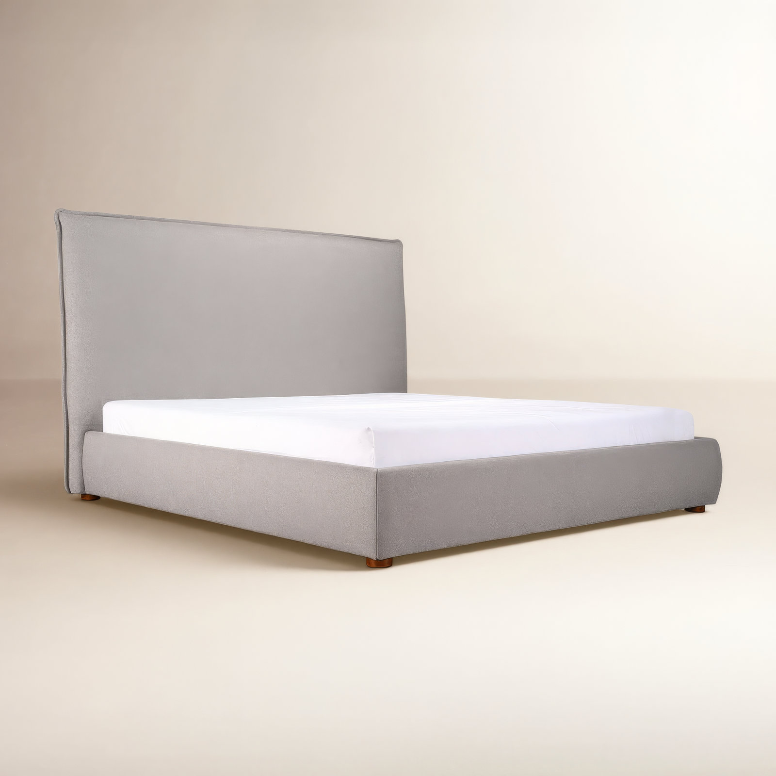 Timothy Upholstered Low Profile Platform Bed, Queen, Light Gray Basketweave, 45.5
