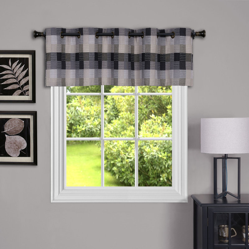 Ensemble de rideau de fenêtre à cantonnière et cantonnière sur mesure Woven Trends Adoxa, L 58 po x L 14 po, Noir