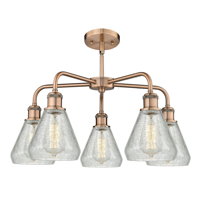 Lustre conique à 5 lumières Kotter, Cuivre antique
