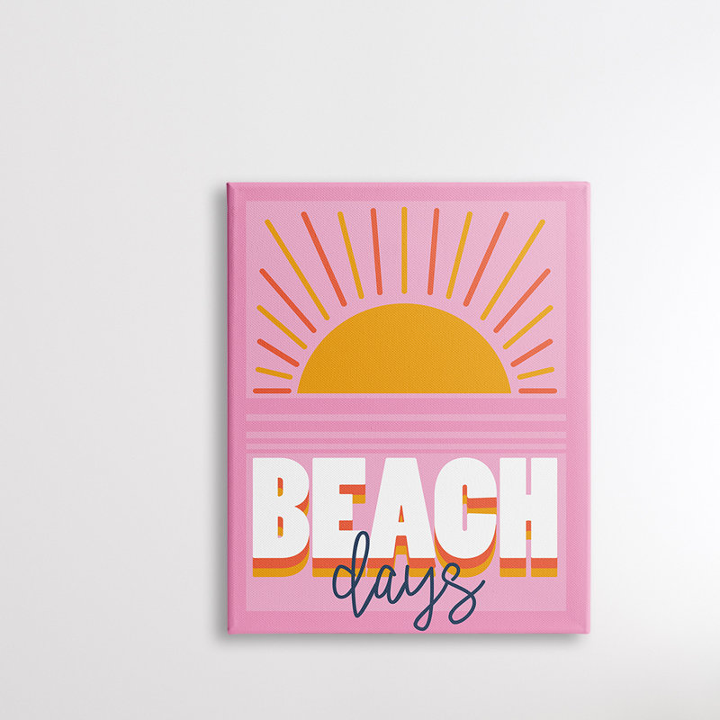 «Beach Days Quote Rising Sun Ray Horizon» - art textuel, Estampe numérique Farmhouse, H 20 po x l 16 po