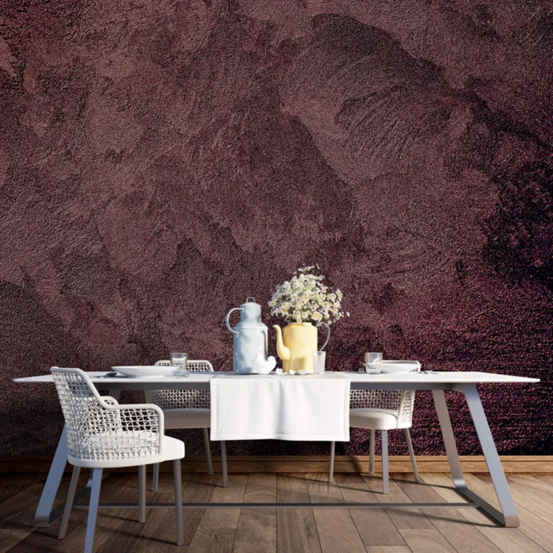 Adhésif mural en plâtre texturé bourgogne, L 160 po x l 108 po