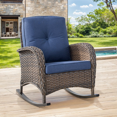 Valierius Comfortable PE Rattan Wicker Outdoor Rocking Chair Perfect For Outdoor Relaxation, Front Porch, Or Garden Stylish Design For Cozy Gatherings by Red Barrel Studio