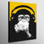 Monkey Headphones Thinking - Wrapped Canvas Print-1262873521