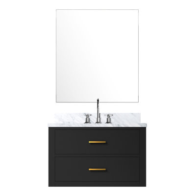 Meuble-lavabo blanc 30 po X P 22 po, marbre, robinet, miroir simple 30 x 22, comptoir en marbre,