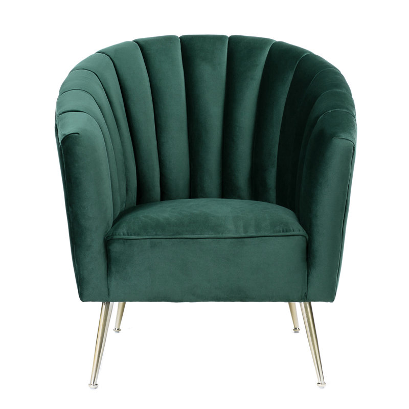 Fauteuil demi-tonneau Hur Velvet, Vert forêt
