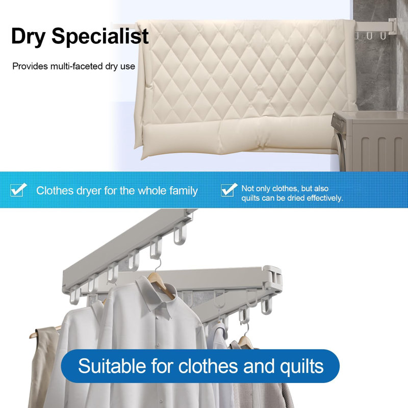 Wall-Mounted Drying Rack, White