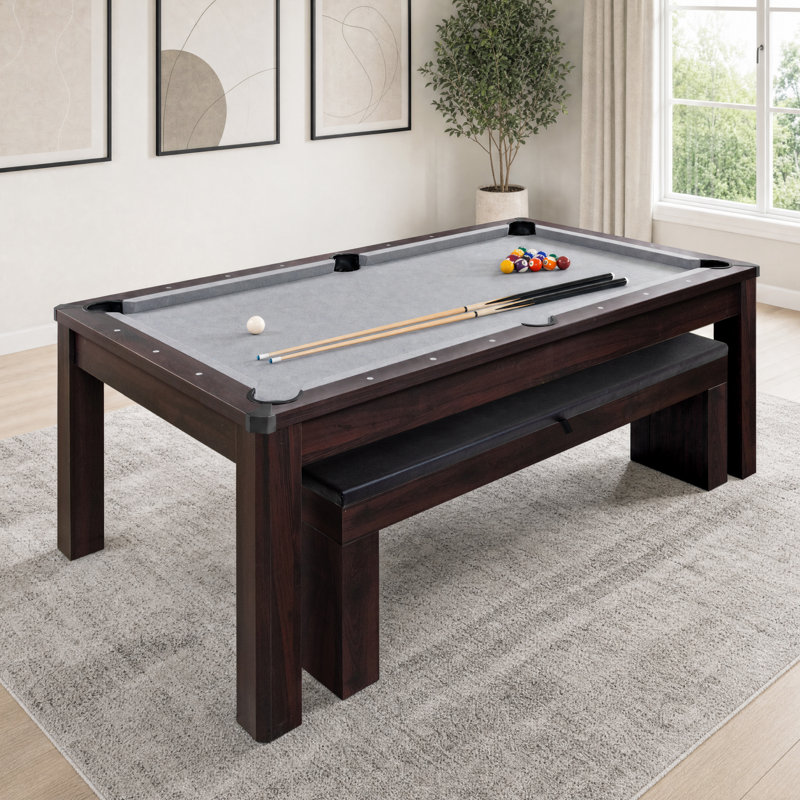 Ensemble de table de billard multi-jeux 7-en-1 7 pi avec banc Gosports - chêne foncé Gosports, Chêne foncé