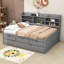 Lit plateforme 3 tiroirs en bois avec tablettes et lit gigogne-764120359-764120360