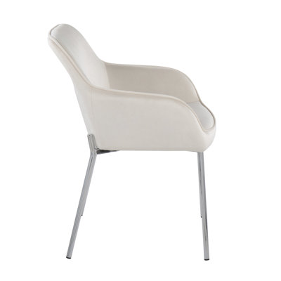 Daniella Contemporary Dining Chair In Chrome Metal And Cream Fabric By Lumisource - Set Of 2