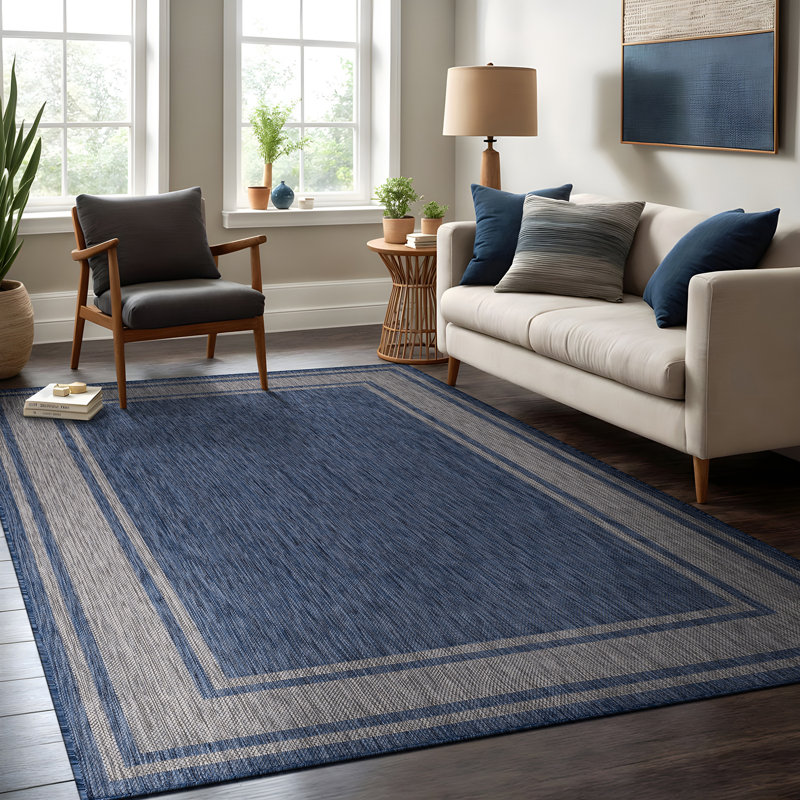 Tapis bleu marine intérieur / extérieur Waikiki, Rectangle 9 pi x 12 pi