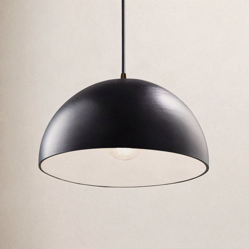 Leni 1-Light Ceramic Dimmable Dome Pendant, Antique Silver, Polished Chrome
