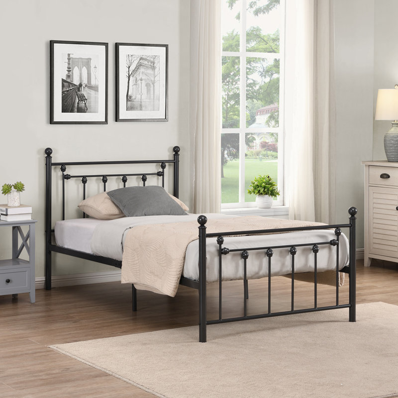 Angela Metal Spindle Bed, Twin, Black