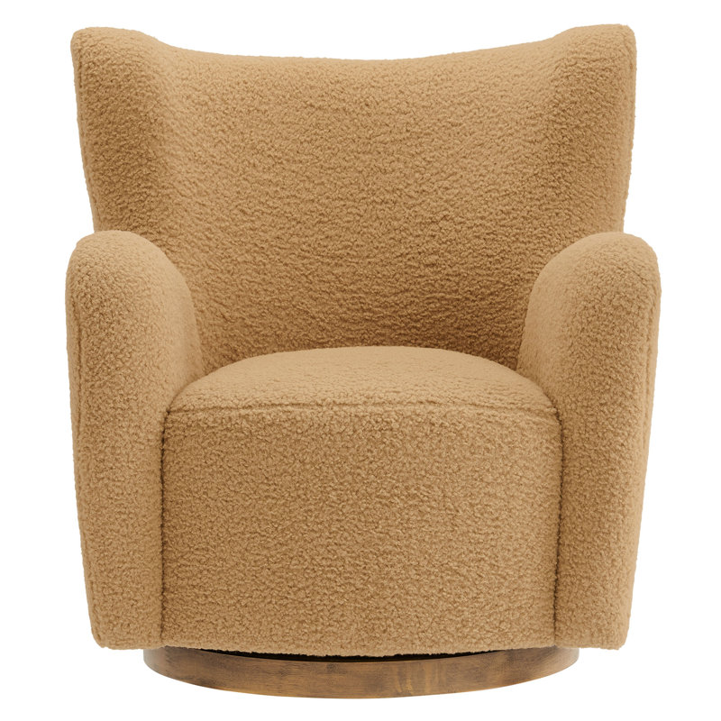 Montrose Wingback Sherpa Swivel Accent Chair, Camel Polyester Blend